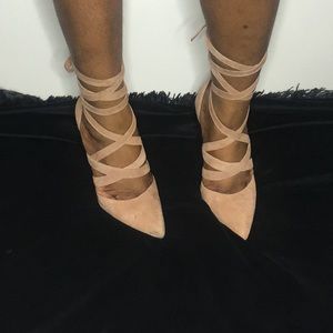 Pointy toe tie up heels
